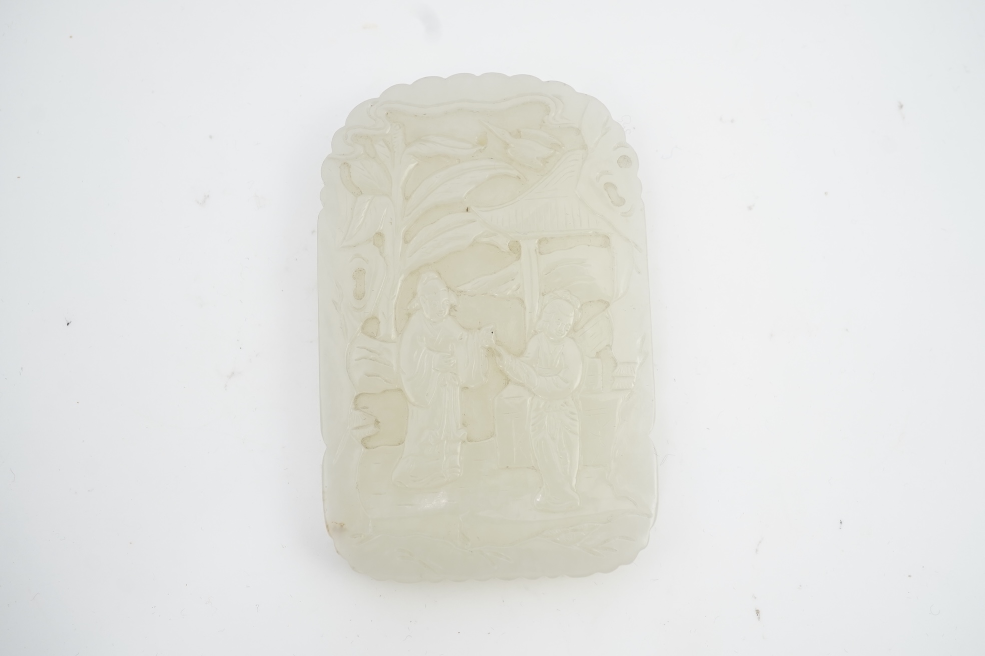 A Chinese white jade pendant plaque, possibly Qing dynasty